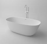 Serene Valley Freestanding Bathtub SVFBT8005 - 6332, Made of Pure Solid Surface Material with Drain, 63" L x 31.5" W Matte White, Hand Polished and Easy Maintenace - Serene Valley