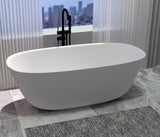 Serene Valley Freestanding Bathtub SVFBT8005 - 6332, Made of Pure Solid Surface Material with Drain, 63" L x 31.5" W Matte White, Hand Polished and Easy Maintenace - Serene Valley