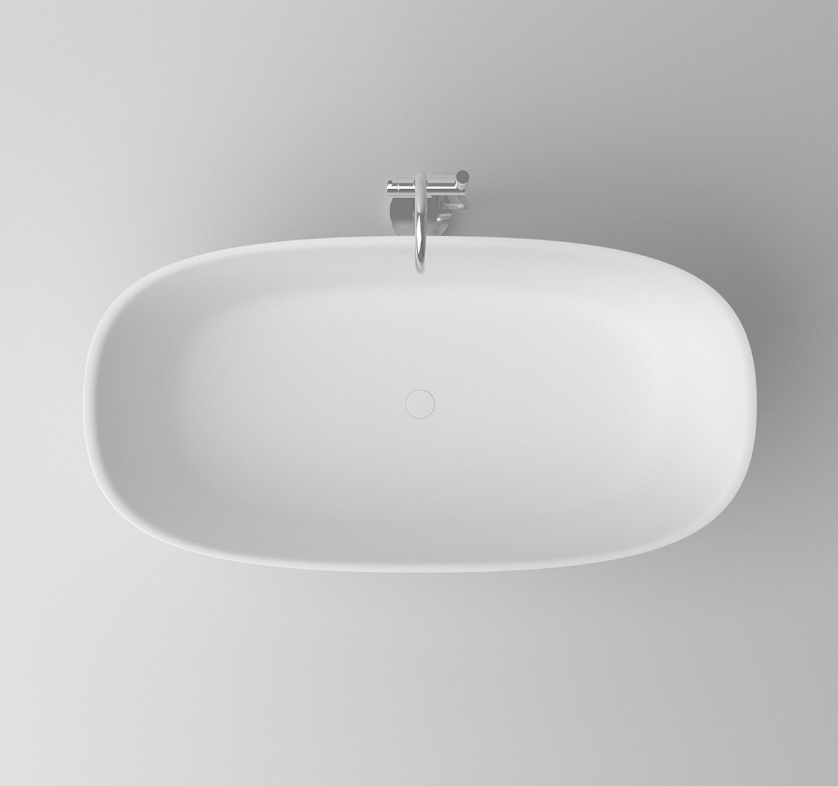 Serene Valley Freestanding Bathtub SVFBT8005 - 6332, Made of Pure Solid Surface Material with Drain, 63" L x 31.5" W Matte White, Hand Polished and Easy Maintenace - Serene Valley