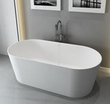 Serene Valley Freestanding Bathtub SVFBT8006 - 6732, Made of Pure Solid Surface Material with Drain, 67" L x 31.5" W Matte White, Hand Polished and Easy Maintenace - Serene Valley