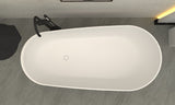 Serene Valley Freestanding Bathtub SVFBT8007 - 6332, Made of Pure Solid Surface Material with Drain, 63" L x 31.5" W Matte White, Hand Polished and Easy Maintenace - Serene Valley