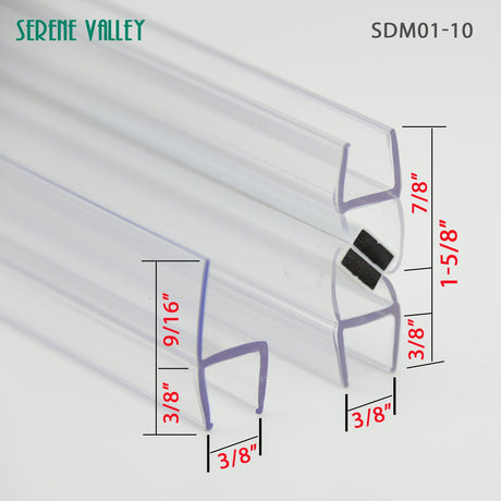 Serene Valley Push - Open Shower Door Magnetic Strip Pair and Doorside Strip for 3/8" Glass, Super Clear, 78" Magnetic Strip Pair Plus 78" Doorside Strip, 2pcs SDM01 - 10 - Serene Valley