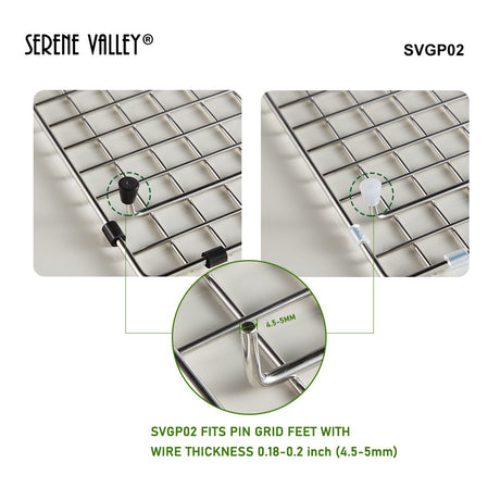 Serene Valley Replacement Feet and Bumpers for Stainless Steel Sink Grid SVGP02, Supersoft Silicone Material, Both Black and Clear Color Sets Included - Serene Valley