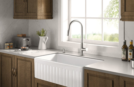 Serene Valley Rowland Touch Sensor with Pull - Down Sprayer Kitchen Faucet, Single Lever Handle with Deck Plate, Stainless Steel Finish STK210ST - Serene Valley