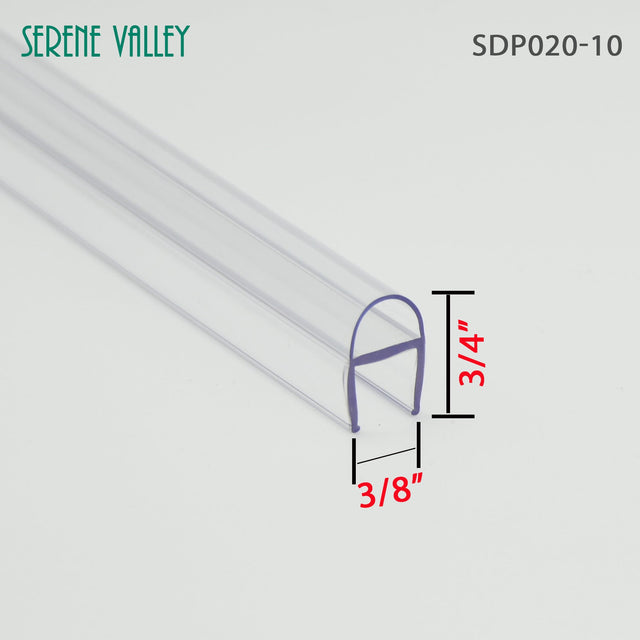 Serene Valley Shower Door Seal Strip for 3/8" Glass, U - shaped, Super Clear and Strong Material for 1/4" Glass Panels - 78" Strips, 2pcs SDP020 - 10 - Serene Valley