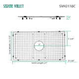 Serene Valley Sink Bottom Grid 21" X 15 - 1/2", Centered Drain with Corner Radius 3/8", Sink Protector SVH2116C - Serene Valley