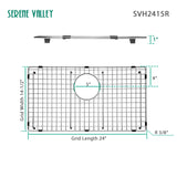 Serene Valley Sink Bottom Grid 24" X 14 - 1/2", Rear Drain with Corner Radius 3/8", Sink Protector SVH2415R - Serene Valley