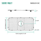 Serene Valley Sink Bottom Grid 25 - 1/8" x 12 - 7/8", Centered Drain with Corner Radius 1 - 1/2", Sink Grid Stainless Steel NDG2513C - Serene Valley