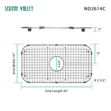 Serene Valley Sink Bottom Grid 26" x 14", Centered Drain with Corner Radius 3 - 1/2", ND2614C - Serene Valley