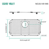 Serene Valley Sink Bottom Grid 26" x 14", Matte Black Color, Rear Drain with Corner Radius 3 - 1/2", ND2614R - MB - Serene Valley