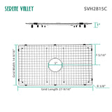 Serene Valley Sink Bottom Grid 27 - 9/16" X 14 - 7/16", Centered Drain with Corner Radius 3/8", Sink Protector SVH2815C - Serene Valley