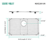 Serene Valley Sink Bottom Grid 27 - 9/16" x 14 - 9/16", Rear Drain with Corner Radius 3/16", Kitchen Sink Protector NDG2815R - Serene Valley