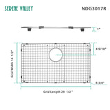 Serene Valley Sink Bottom Grid 29 - 1/2" x 16 - 1/2", Rear Drain with Corner Radius 3/16", Sink Grids Stainless Steel NDG3017R - Serene Valley