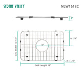 Serene Valley Sink Grid 16" X 12 - 1/2", Centered Drain with Corner Radius 1 - 1/2", NLW1613C - Serene Valley