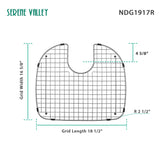 Serene Valley Sink Grid 18 - 1/2" x 16 - 5/8", Rear Drain with Bottom Corner Radius 2 - 1/2" and Top Corner Radius 6 - 1/2"，Bottom Grid NDG1917R - Serene Valley