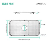 Serene Valley Sink Grid 26 - 1/8" X 13", Centered Drain with Corner Radius 2 - 1/2", SVM2613C - Serene Valley