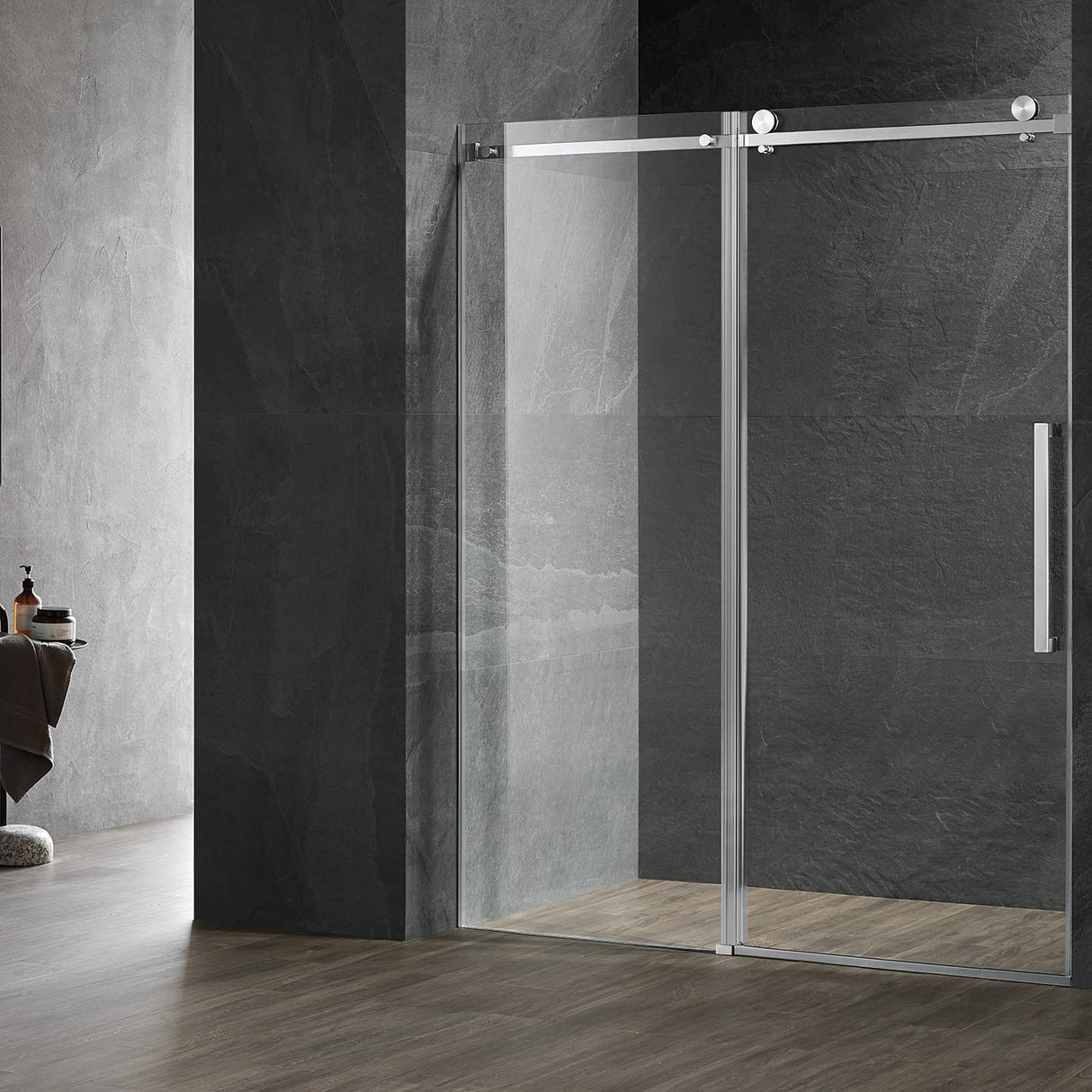 Serene Valley Square Rail Frameless Sliding Shower Door SVSD5003 - 4874BN, Easy - Clean Coating 3/8" Tempered Glass - 304 Stainless Steel Hardware in Brushed Nickel 44" - 48"W x 74"H - Serene Valley