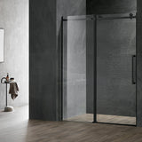 Serene Valley Square Rail Frameless Sliding Shower Door SVSD5003 - 4874MB, Easy - Clean Coating 3/8" Tempered Glass - 304 Stainless Steel Hardware in Matte Black 44" - 48"W x 74"H - Serene Valley