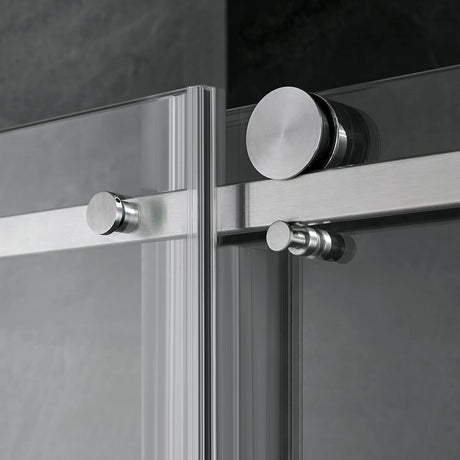 Serene Valley Square Rail Frameless Sliding Shower Door SVSD5003 - 5274BN, Easy - Clean Coating 3/8" Tempered Glass - 304 Stainless Steel Hardware in Brushed Nickel 48" - 52"W x 74"H - Serene Valley