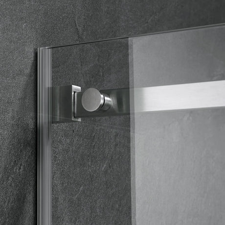 Serene Valley Square Rail Frameless Sliding Shower Door SVSD5003 - 5274BN, Easy - Clean Coating 3/8" Tempered Glass - 304 Stainless Steel Hardware in Brushed Nickel 48" - 52"W x 74"H - Serene Valley