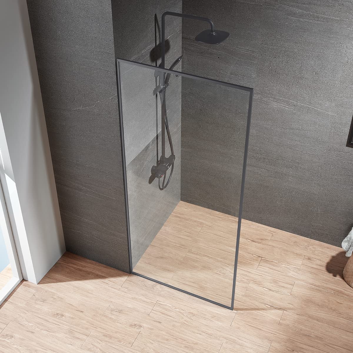 Serene Valley Stand - Alone Shower Screen SVSD5008 - 3474GM, 3/8" Tempered Glass with Easy - Clean Coating, Premium 304 Stainless Steel Construction with Reversible Installation, Gunmetal Finish - Serene Valley