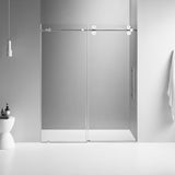 Serene Valley SVSD5001 - 6074CH Big Roller Frameless Sliding Shower Door - Superclear 3/8" Tempered Glass - 304 Stainless Steel Hardware in Chrome 56" - 60"W x 74"H - Serene Valley