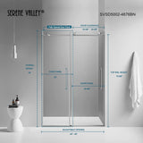 Serene Valley SVSD5002 - 4876BN Big Roller Frameless Sliding Shower Door - Superclear 3/8" Tempered Glass - 304 Stainless Steel Hardware in Brushed Nickel 44" - 48"W x 76"H - Serene Valley