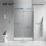 Serene Valley SVSD5002 - 5676BN Big Roller Frameless Sliding Shower Door - Superclear 3/8" Tempered Glass - 304 Stainless Steel Hardware in Brushed Nickel 52" - 56"W x 76"H - Serene Valley