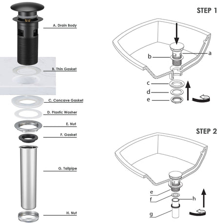 Serene Vally Pop - up Drain for Ceramic Bathroom Sink with Overflow, Solid Brass Construction with 304 Stainless Steel Tailpiece NDP102MB, Matte Black - Serene Valley