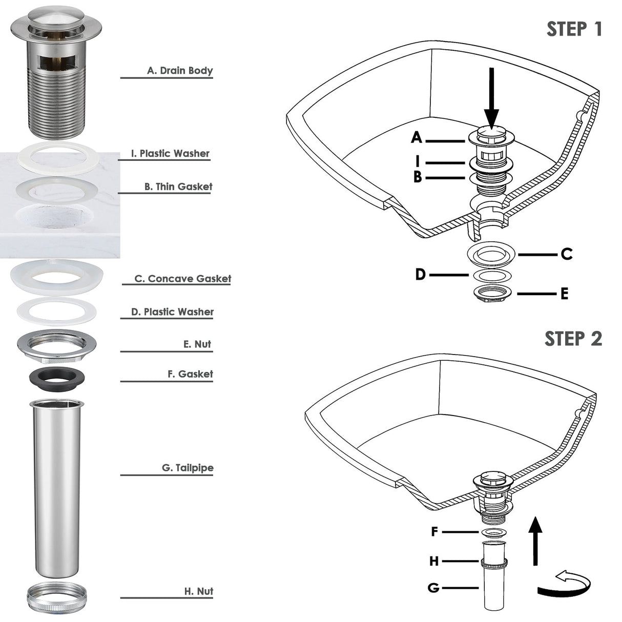 Serene Vally Pop - up Drain for Ceramic Bathroom Sink with Overflow, Solid Brass Construction with 304 Stainless Steel Tailpiece NDP103BN, Brushed Nickel - Serene Valley