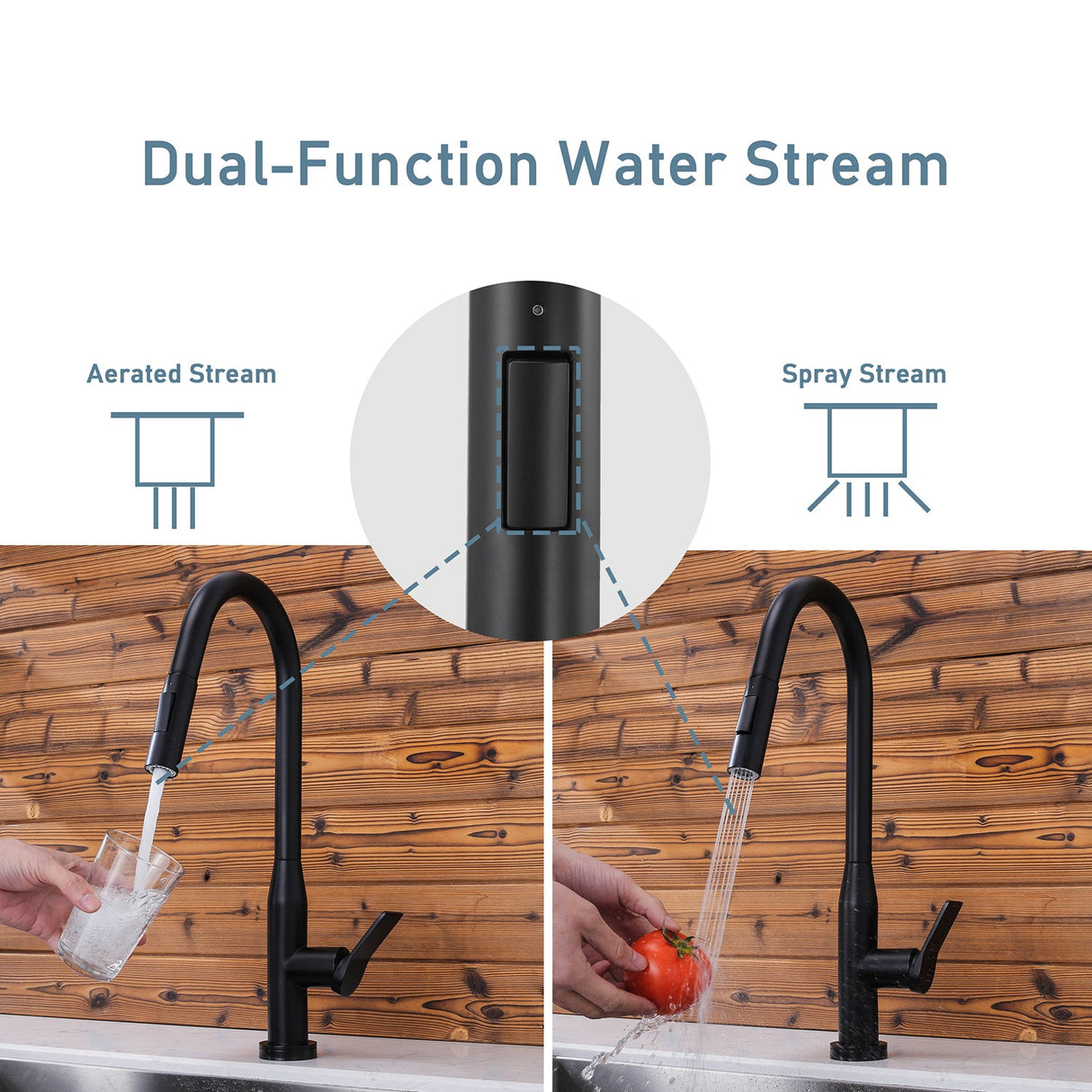 Sereve Valley Touch Sensor with Pull - Down Sprayer Kitchen Faucet STK210MB, Single Lever Handle with Deck Plate, Matte Black MB Finish - Serene Valley