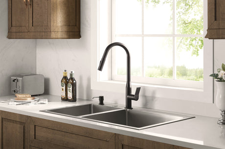 Sereve Valley Touch Sensor with Pull - Down Sprayer Kitchen Faucet STK210MB, Single Lever Handle with Deck Plate, Matte Black MB Finish - Serene Valley