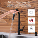 Sereve Valley Touch Sensor with Pull - Down Sprayer Kitchen Faucet STK210MB, Single Lever Handle with Deck Plate, Matte Black MB Finish - Serene Valley