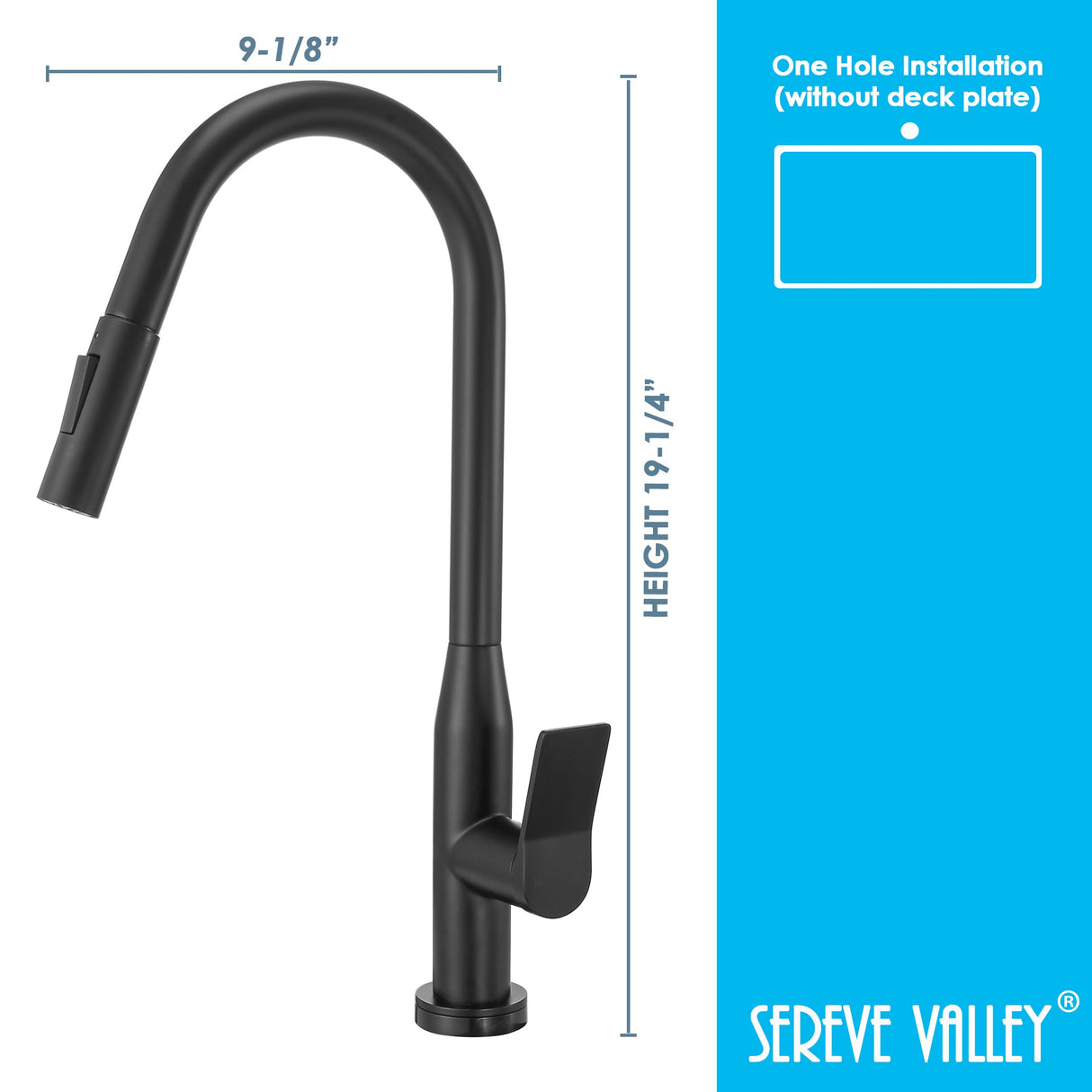 Sereve Valley Touch Sensor with Pull - Down Sprayer Kitchen Faucet STK210MB, Single Lever Handle with Deck Plate, Matte Black MB Finish - Serene Valley