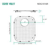 Sink Bottom Grid 13 - 11/16" X 16 - 5/8", Rear Drain with Corner Radius 3 - 1/2", Sink Protector NDG1416R - Serene Valley