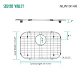 Sink Bottom Grid 19 - 1/16" x 13 - 5/8”, Rear Drain with Corner Radius 3 - 1/2" NLW1914R - Serene Valley