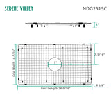 Sink Bottom Grid 24 - 9/16" X 14 - 7/16", Centered Drain with Corner Radius 3/8", Sink Protector NDG2515C - Serene Valley