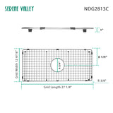 Sink Bottom Grid 27 - 1/4" X 12 - 9/16", Centered Drain with Corner Radius 3/8" NDG2813C - Serene Valley