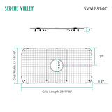 Sink Bottom Grid 28 - 1/16" X 13 - 15/16", Centered Drain with Corner Radius 2", SVM2814C - Serene Valley