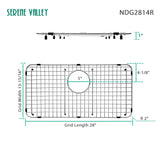 Sink Bottom Grid 28" x 13 - 15/16", Rear Drain with Corner Radius 2", Sink Protector NDG2814R - Serene Valley