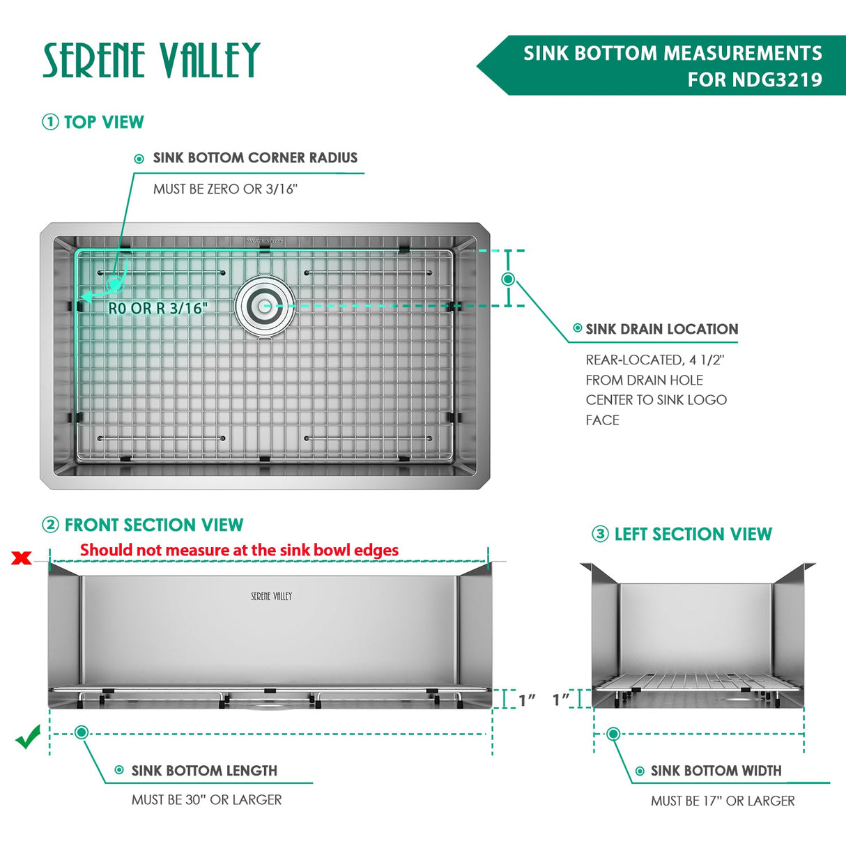 Sink Protector 30 x 17, NDG3219 dim 29 9/16" x 16 9/16" - Serene Valley