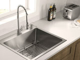 Stainless Steel 25 - in. Single Bowl Drop - in or Undermount Kitchen Sink with Thick Deck and Grid, DS2522R - Serene Valley