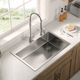 Stainless Steel 32 - in. Single Bowl Drop - in or Undermount Kitchen Sink with Corner Drain and Grid, DS3222R - Serene Valley