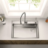 Stainless Steel 32 - in. Single Bowl Drop - in or Undermount Kitchen Sink with Corner Drain and Grid, DS3222R - Serene Valley