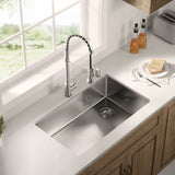 Stainless Steel 32 - in. Single Bowl Drop - in or Undermount Kitchen Sink with Corner Drain and Grid, DS3222R - Serene Valley