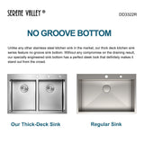 Stainless Steel 33 - in. 50/50 Double Bowl Drop - in or Undermount Kitchen Sink with Thick Deck and Grids, DD3322R - Serene Valley