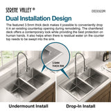 Stainless Steel 33 - in. 50/50 Double Bowl Drop - in or Undermount Kitchen Sink with Thick Deck and Grids, DD3322R - Serene Valley