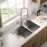 Stainless Steel 33 - in. 60/40 Double Bowl Drop - in or Undermount Kitchen Sink with Thick Deck and Grids, DDK3322R - Serene Valley