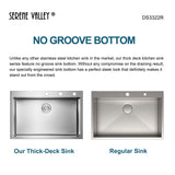 Stainless Steel 33 - in. Single Bowl Drop - in or Undermount Kitchen Sink with Thick Deck and Grid, DS3322R - Serene Valley