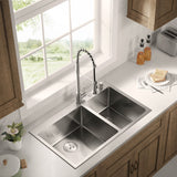 Stainless Steel 36 - in. 60/40 Double Bowl Drop - in or Undermount Kitchen Sink with Thick Deck and Grids, DDK3622R - Serene Valley